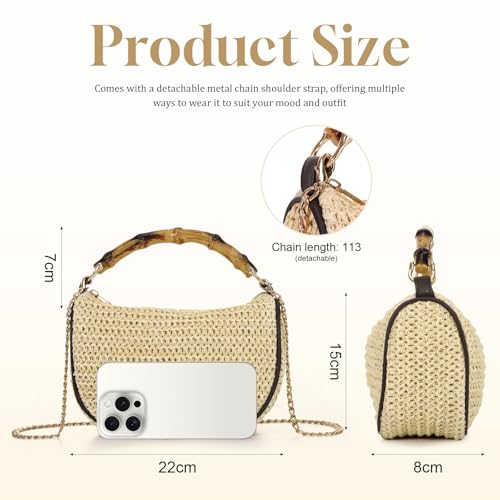 GOKTOW Straw Clutch Purses for Women Small Summer Handbag Woven Beach Hobo Tote Bags Vacation Crossbody Bag 2026 - color: Beige