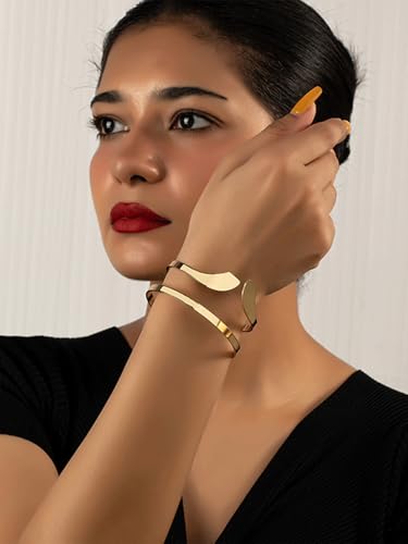Minimalist Arm Cuff Bracelet Layered Armband Elegant Cuff Bangle Round Bracelet Stackable Geometric Jewelry for Women Men - color: geometric
