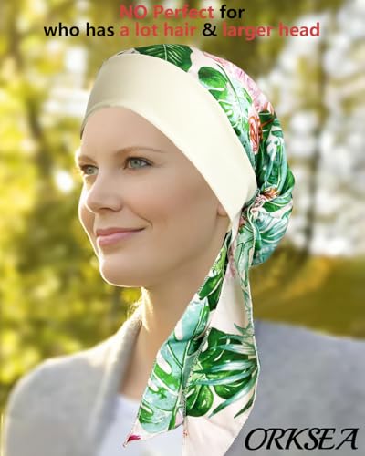 Chemo Headwear for Women Head Scarf Headwraps Silky Soft Turbans for Women Cancer Hats Chemo Beanie Coverings Scarves - color: B Light Green Pattern