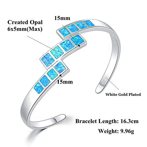 CiNily Womens Cuff Bracelet,Opal Bangle Bracelets Gold Plated Hypoallergenic Ladies Gemstone Open Cuff Bangle Bracelet - color: cuff bracelet-blue