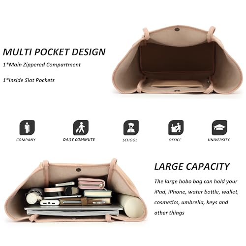 TANTOMI Tote Bag for Women Vegan Leather Purses and Handbags Ladies Waterproof Big Shoulder Bag for Travel - color: Dark Pink