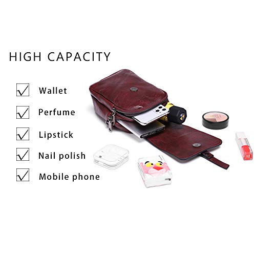 myfriday Vintage Crossbody Phone Bag for Women, Small PU Leather Shoulder Purse and Handbag - color: A-burgundy