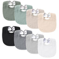 Konssy Muslin Baby Bibs 8 Pack Baby Bandana Drool Bibs Cotton for Unisex Boys and Girls, Soft Absorbent Set for Teething and Drooling - color: Black
