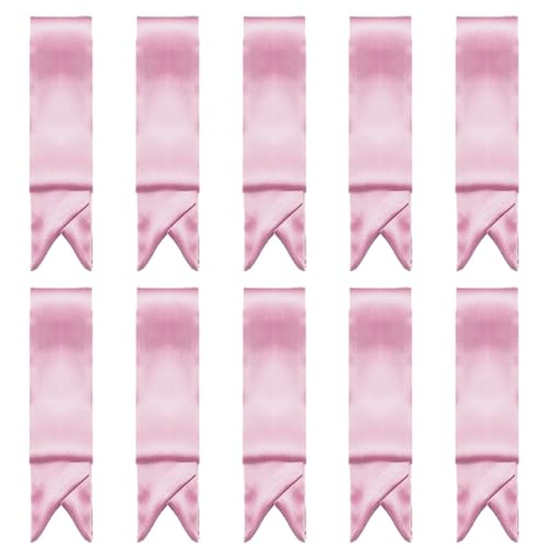 10 Pcs Long Thin Small Skinny Scarf Satin Neck Tie Ribbon Choker for Women Girls - color: Pink