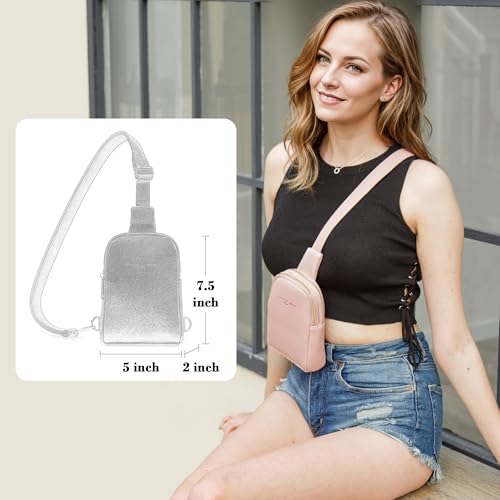 INICAT Women's Small Sling Bag, Lightweight Everyday Vegan Leather Crossbody Purse for Daily Essentials and Travel Light - color: Pink, size: Small