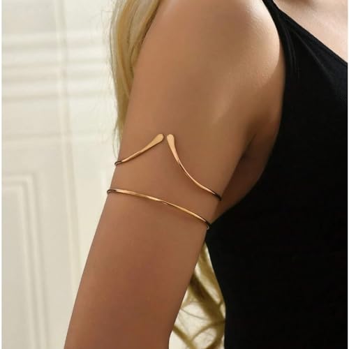 Long tiantian Gold Arm Cuff Upper for Women Bangle Bracelets Upper Arm Cuff Bracelet Trendy Armband Beach Jewelry Trendy Stuff Gifts - color: A8:gold Arm Cuff