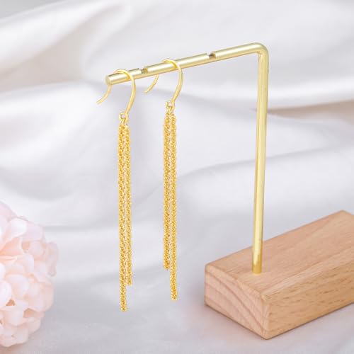Long Dangle Earrings for Women 925 Sterling Silver/14K Gold Plated Tassel Chain Dangle Drop Earrings for Women Dainty Minimalist Dangling Drop Earrings for Prom Party Jewelry - style: Chain-1-Gold