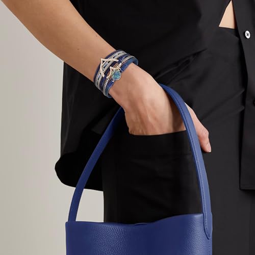 Long tiantian Leather Bracelets for Women Warp Bracelet Stackable Boho Layered Bracelet Chunky Heart Trendy Birthday Gifts for Her - color: A6:Bracelets for Women(Blue)