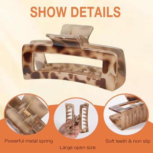 6 Pack 5 Inch Extra Large Claw Clips for Thick Hair, Jumbo Claw Clip for Women Girls, Strong Hold Non-slip Hair Clips for Thick/Long/Curly Hair, XL Square Jaw Accessories, Tortoise Shell - color: Tortoise