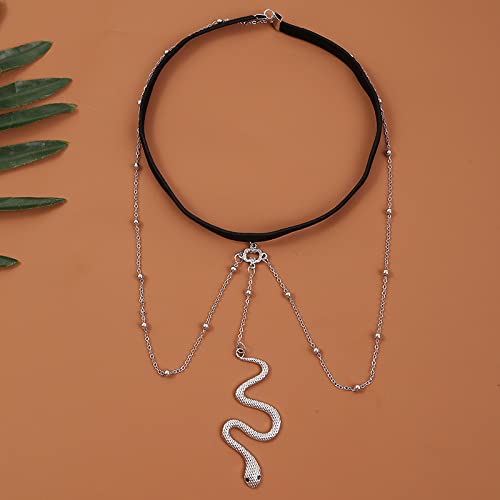 Snake Leg Chain for Women, Sexy Serpent Charm Thigh Garter, Summer Bikini Skirt Beach Party - style: A snake silver