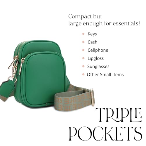Mali+Lili, Josie Triple Zip Crossbody Bag - color: Webbing_kelly Green