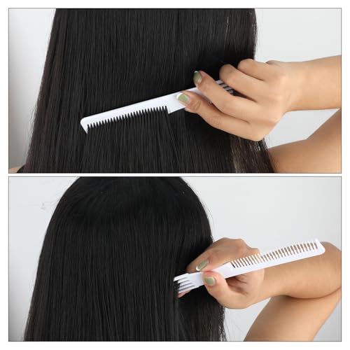 2pcs Teasing Combs with Metal Prong, Double-Head Hair Picking Comb Fork Comb Tool for Women Fine & Thick Hair Styling Salon - Fluffing & Styling (White)