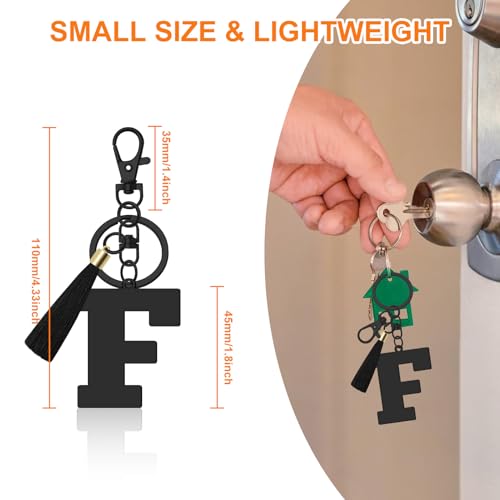 Oubaka Initial Monogram A-Z Keychain for Women, Cute Initial Letter Keychain with Tassel for Handbag Car Key Bag Keyring - color: Black-f