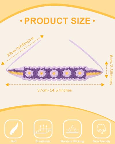 HAIMEIKANG Hippie Hair Bandanas Headbands for Women Boho Headband Knit Hair Bands Floral Head Wrap for Girls(Purple+Green+Blue) - color: Purple+Green+Blue