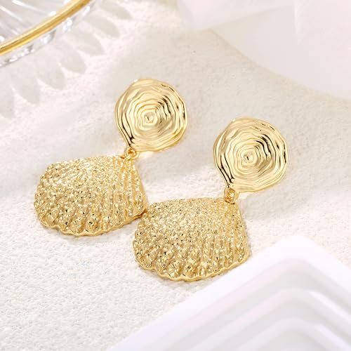Gold/Silver Shell Dangle Earrings for Women Seashell Drop Dangle Earrings Ocean Beach Earrings Summer Jewelry - color: G