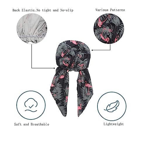 ZLYC Chemo Headwear Pre Tied Head Scarf Headwraps Lightweight Turban Beanie Cap for Women - color: Flamingo Black