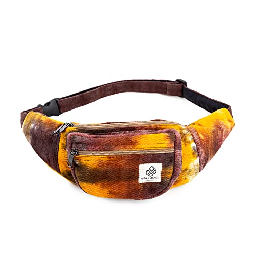 Freakmandu Eco-Friendly Boho Hippie Style Hemp Fanny Pack Cross Body Hip Waist Bag for Hiking Running Jogging (Fall Trip) - color: Fall Trip