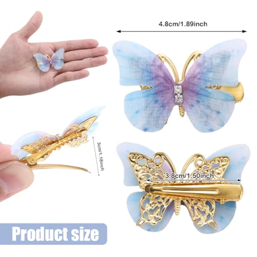 18Pcs Rhinestone Butterfly Hair Clips for Teens Women, Y2K Glitter Hair Jaw Clips, Cute Headwear Gifts for Wedding and Back to School - color: Bight Style