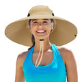 Leotruny Women Super Wide Brim Sun Hat UPF50+ Waterproof Bucket Hat for Fishing, Hiking, Camping - color: Khaki