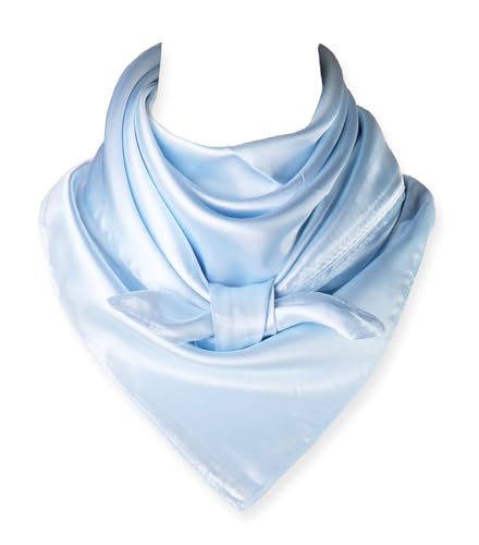 vabovin Satin Head Scarf for Women Solid Color, 35×35 in | Silk Feel Neckerchief, Hair Scarf, Fashion Bandana, Headscarf, Headband, Hair Wrap Sleeping, Daily Fashion Styling - color: 225 Light Blue