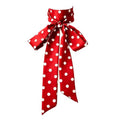 Long Thin Skinny Scarf Satin Neckerchief Ribbon Tie Waist Belt for Women - color: Dot Bright Red