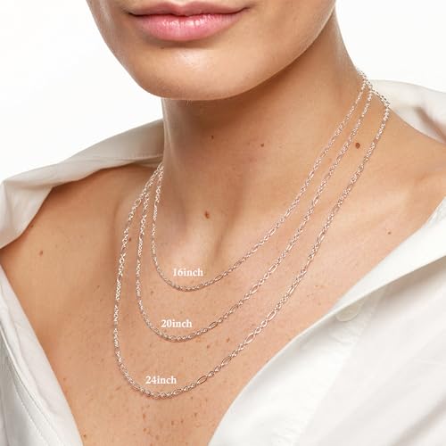 Avotto S925 Sterling Silver Figaro Chain Necklace for Women Girls 3mm/5mm Thick Sturdy & Colourfast Women's Chain Necklaces Jewelry for Women Girls 14/16/18/20/22/24/Inch - color: 5mm-Gold, size: 18 inch(45cm)-Average Length