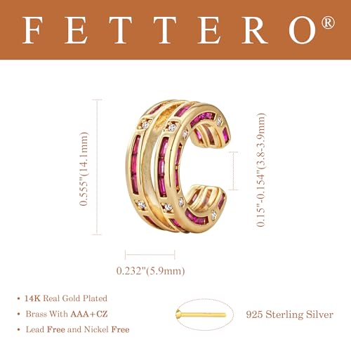 FETTERO Ear Cuff Earrings for Women Non Piercing 14K Gold Plated Ear Cuffs for Non Pierced Ears Clip on Cartilage Earring Ligthweight Fake Earrings | Single - style: 2 hoops