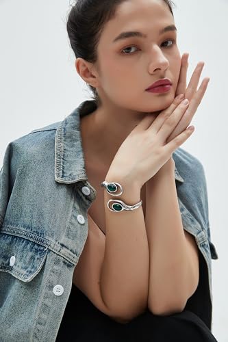 Chunky Gold Bracelet Trendy Gold Cuff Bracelets for Women Statement Silver Arm Cuffs Bangles Arm Punk Jewelry Accessories - style: Cuff Bracelets