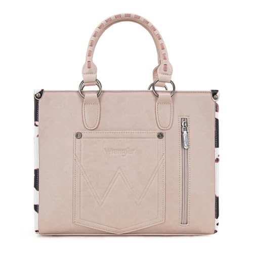 Montana West Wrangler Animal Print Tote Bag for Women Western Purse Boho Top Handle Satchel Handbag - color: Cow Lihgtpink