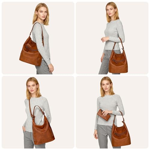 TANTOMI Hobo Bags Purses for Women, Women's Crossbody Handbags and Shoulder Bag, Multi-Pocket Large Hobo Purse - color: Brown.b