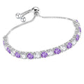 J.Fée Silver Bracelet, S925 Tennis Bracelet with Sparkling 5A Cubic Zirconia Silver Bracelets for Women Adjustable Bracelet for Women Bracelets Womens Bracelet Women Gifts for Women Mom - color: Zirconia Purple CZ
