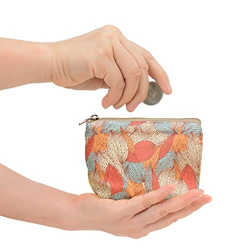 Women and Girls Cute Fashion Coin Purse Wallet Bag Change Pouch Key Holder - color: Leaves