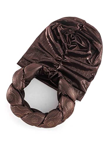 Woeoe African Headwrap Gold Braided Turbans for Women - color: Brown