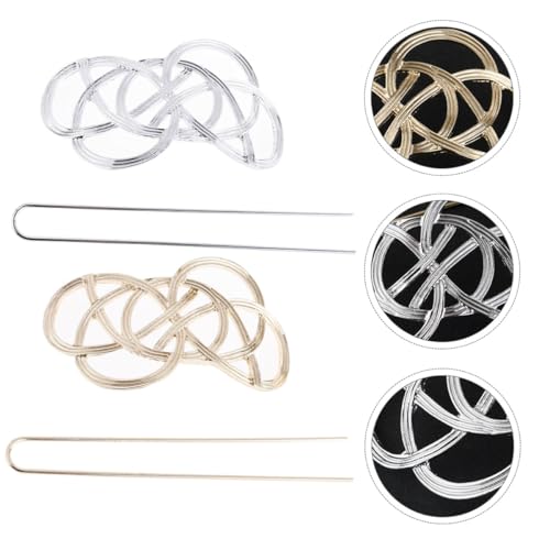 FRCOLOR Vintage Hair Bun Holder Clips 2pcs Geometric Hair Cuff Stick Set for Women for Updo Styling and Bun Makers