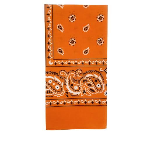 Vamqor 100% Cotton 10 Pack Fine Bandanas - color: Orange