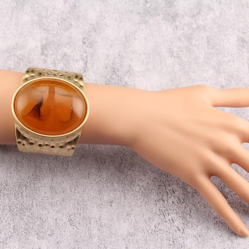 Gold Cuff Bracelet for Women Silver Beaded Bracelets Open Bangle Stackable Stretch Bead Bracelet Boho Jewelry Gifts for Wife Couple - style: Gold Chunky Bangles