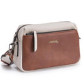 Alldaily Small Triple Zip Crossbody Purse for Women, Vegan Leather Phone Bag with Wide Shoulder Strap - color: Brown & White & White