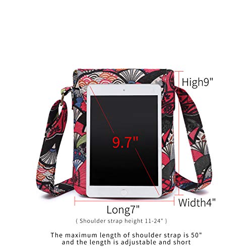 OPQRSTU Women's Retro Small Size Canvas Shoulder Bag Hippie Boho Crossbody Handbag - color: Red