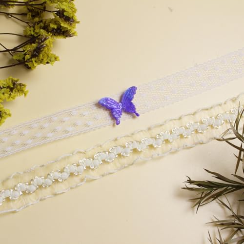 Nova&Aria Chokers Set For Women Heart Choker Necklaces Flower Pendant Velvet Cute Pink Turquoise Blue White Black Choker Necklace Christmas Colorful Lace Chokers - color: White-A