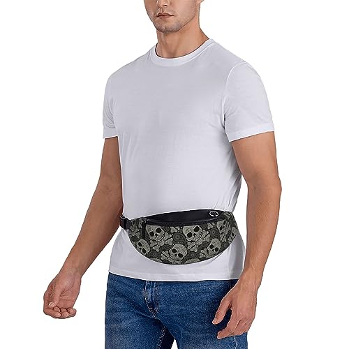 Skull Paisley Halloween Fashion Casual Fanny Pack Waist Bag Men Women Adjustable Belt Waist Bag For Travel Hiking Cycling Running Festival Carnival - color: Black11