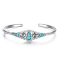 Genuine Turquoise Bracelet Cuff Bracelet for Women Mom 925 Sterling Silver Natural Turquoise Bangles Vintage Bracelet Boho Jewelry for Birthday Christmas Mother's Day Valentine's Day - style: Skull