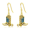 Western Earrings for Women 925 Sterling Silver Turquoise Western Country Dangle Drop Earrings Country Jewelry Gifts for Cowgirl Cowboy - style: Cowboy Boot-A Gold