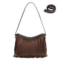 Fringe Shoulder Bag for Women Underarm Suede Western Hobo Purses and Handbags Trendy Crossbody Purse with Tassel - color: Coffee