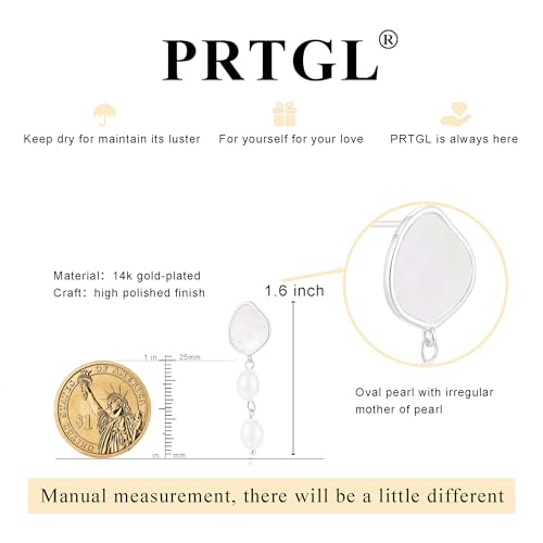 Pearl Earrings - 14K Gold/White Gold/Rose Gold Plated Cubic Zirconia CZ Diaomond Accented Pearl Drop Dangle Earrings for Women Wedding Bridal Prom - color: Silver Mother of Pearl