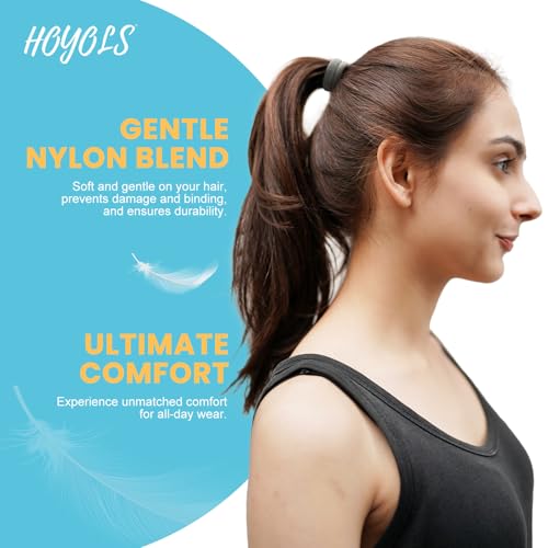 HOYOLS 100pcs Soft Hair Ties no Damage, Seamless Soft Thick Ponytail Holder Scrunchies Head Bands No Crease for Women Girls (Brunette Brown Set) - color: Brown Mixed Color