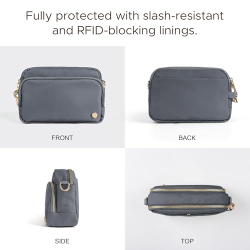 Joryin Anti Theft Crossbody Bag for Women, Slash-resistant RFID Blocking Travel Purses, Small Shoulder Bag Handbag, Nylon - color: Gray