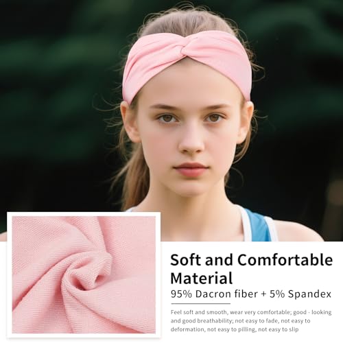 12 Pcs Stretchy Headbands for Women, Absorbed Sport Headband Soft Twist Knotted Hairbands for Daily Life Yoga Workout(Light yellow/Pink/Blue/Green) - color: Light yellow/Pink/Blue/Green