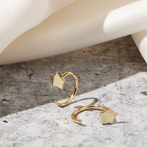 PAVOI 925 Sterling Silver Huggie Half Hoop Earrings | Hypoallergenic Minimalist Tiny Cartilage Earring - style: Star