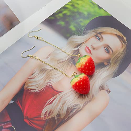 Cute Strawberry Earrings for Women-3D Acrylic Strawberry Drop Dangle Earring Costume Accessories Halloween Christmas Party Jewelry - style: B:Drop