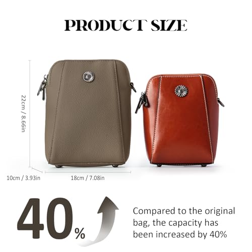 Genuine Leather Small Crossbody Bags for Women | Lightweight Shoulder Purse, Designer Handbag with Adjustable Strap, Casual Travel Everyday Bag - color: Gray